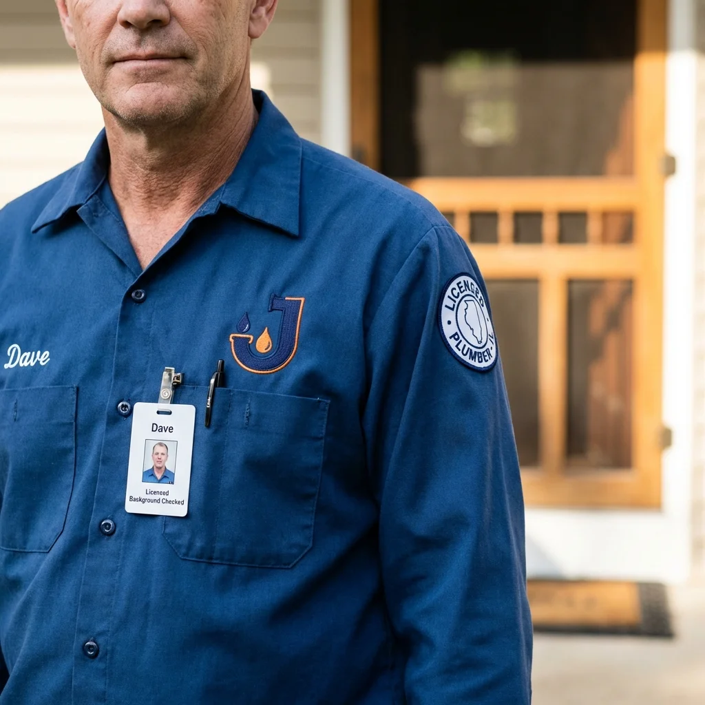 Licensed plumber showing ID badge in South Holland, IL