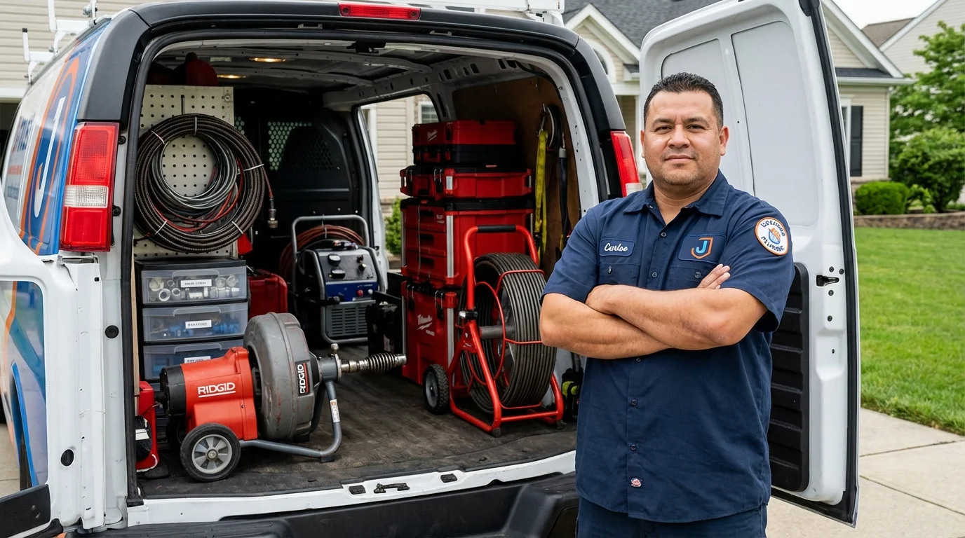 Professional drain cleaning equipment and Johns Plumbing LLC plumber in South Holland