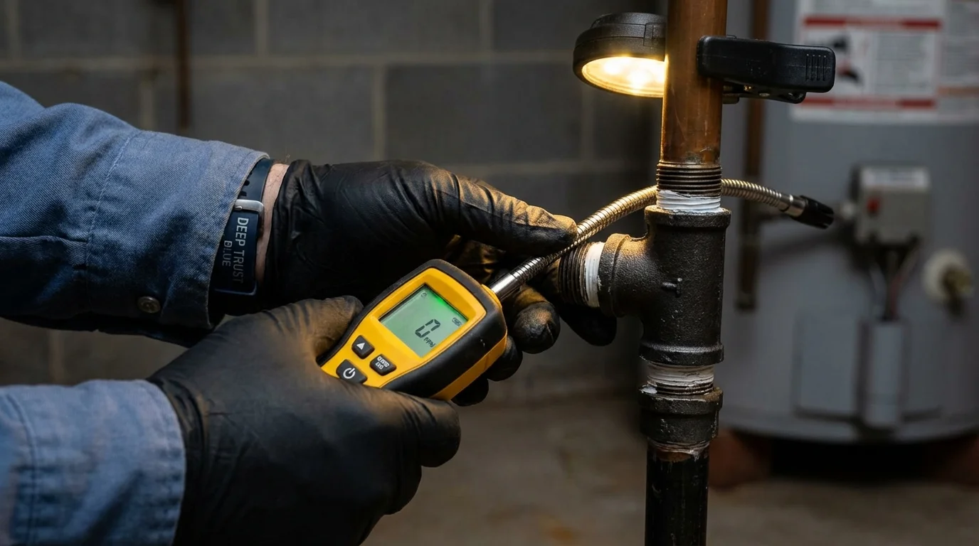 Gas leak detection with electronic sniffer by Johns Plumbing LLC in South Holland