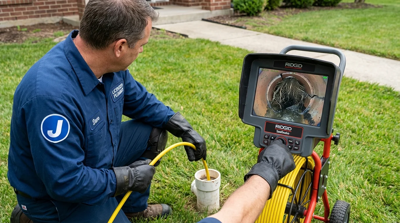 Sewer camera inspection being performed by Johns Plumbing LLC in South Holland