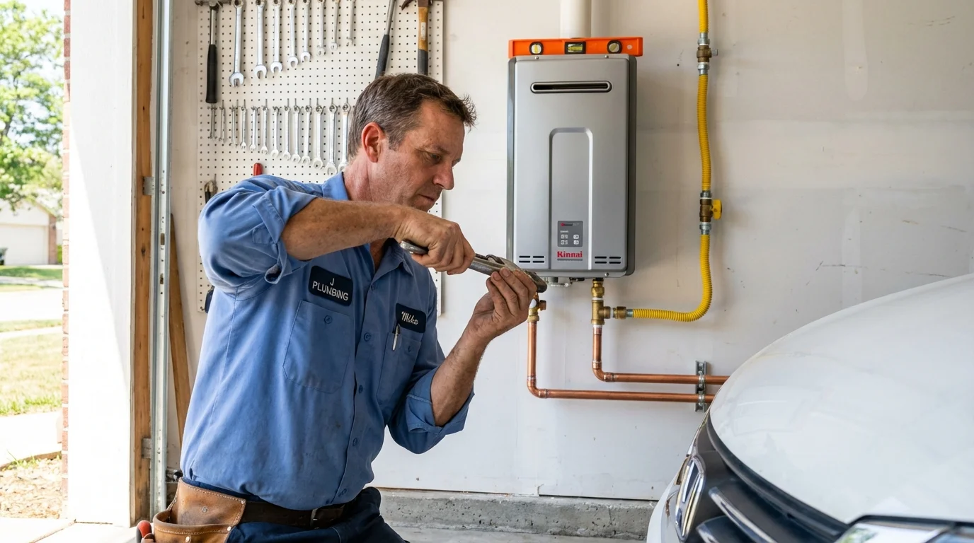 Tankless water heater installation by a Johns Plumbing LLC plumber in South Holland